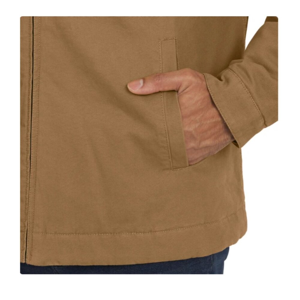 Wrangler Men's Canvas Work Jacket Quilted Lining Corduroy Collar Brown - Picture 6 of 8
